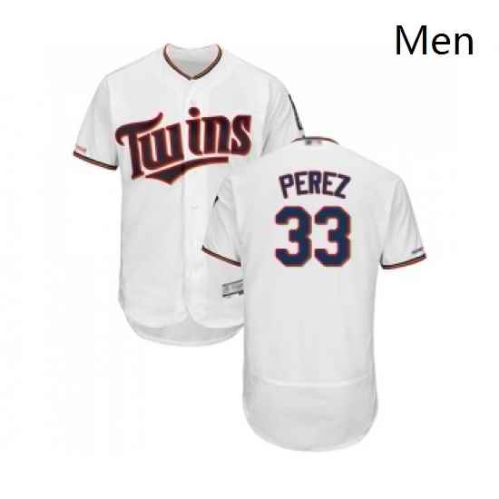Mens Minnesota Twins 33 Martin Perez White Home Flex Base Authentic Collection Baseball Jersey